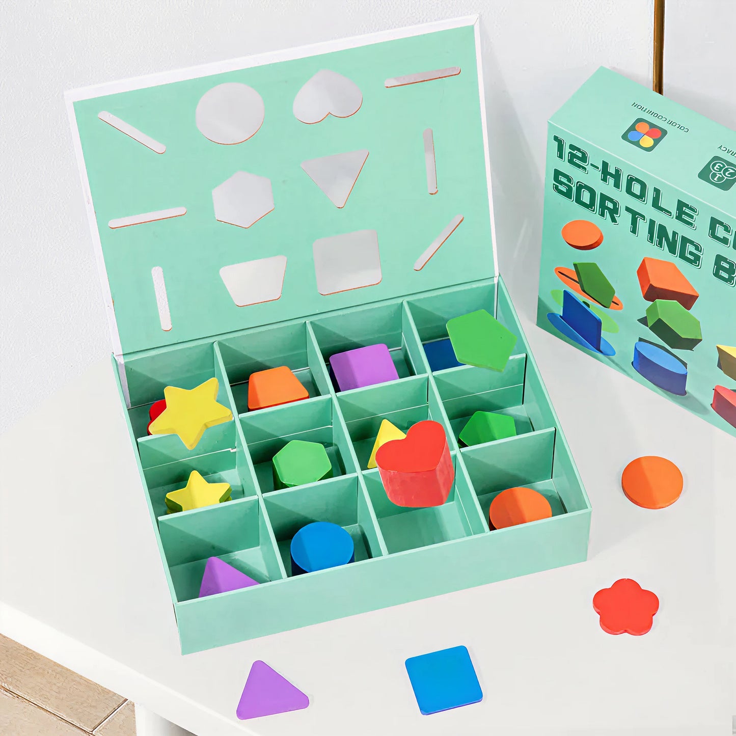 12-Hole Color Sorting Box – Shape & Color Sorting Toy for Toddlers