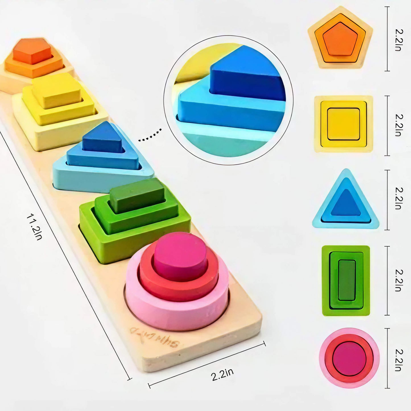 Wooden Shape Sorting & Stacking Board