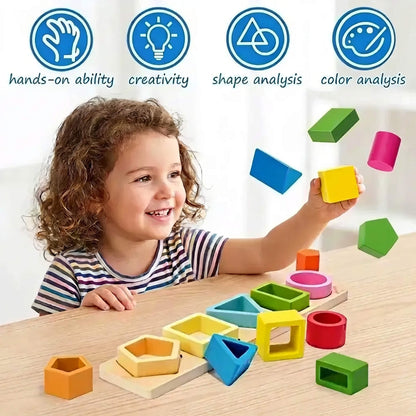 Wooden Shape Sorting & Stacking Board