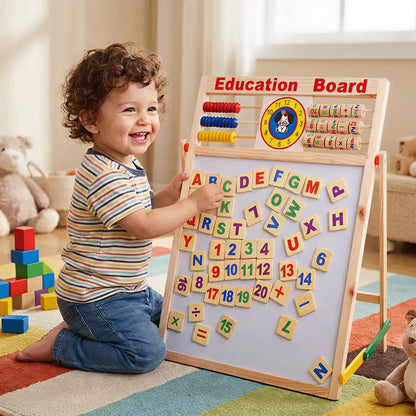 Wooden Educational Board – 5-in-1 Montessori Learning Toy for Kids