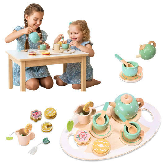 15 pcs Wooden Afternoon Tea Set