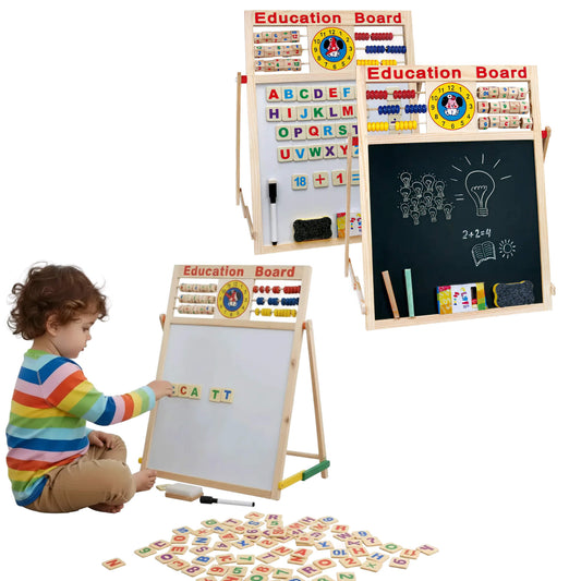 Wooden Educational Board – 5-in-1 Montessori Learning Toy for Kids