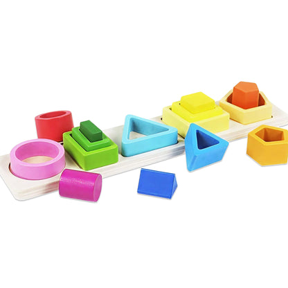 Wooden Shape Sorting & Stacking Board
