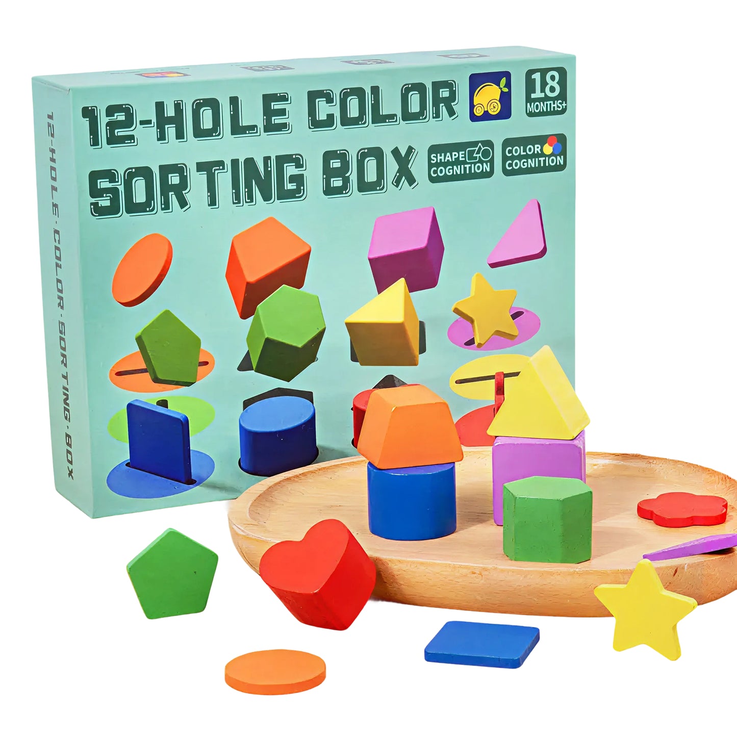 12-Hole Color Sorting Box – Shape & Color Sorting Toy for Toddlers